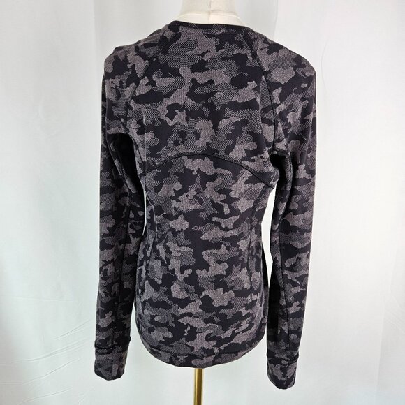 Lululemon Runderful Long Sleeve Sz 8 Heritage Camo Jacquard Black Lunar Rock - Picture 5 of 10